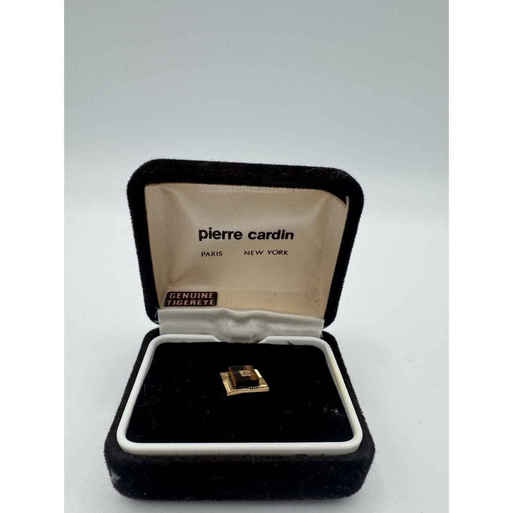 Pierre Cardin Vintage Tigereye Gold Tone Tie Tack